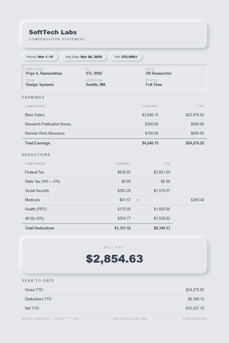 Neomorphic Modern Payslip